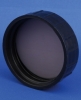 Lid, black, plastic, GL40 thread, w/20mm hole and liner, teflon coated