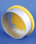 Garantikapsel 32mm, s&oslash;lv/gul, aluminium/PP, centerafrivelig