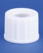 Skruekapsel, hvid, PP, m/hul D14-8900, u/indl&aelig;g, 1.000stk