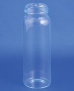 Gevindflaske 30ml, Type 3, klar, m/hvid kapsel, PP