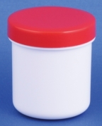 Plastic jar 12ml/10g, PP, white, w/red lid