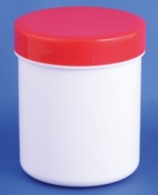 Plastic jar 125ml/100g, PP, white, w/red lid