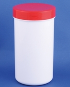 Plastic jar 185ml/150g, PP, white, w/red lid