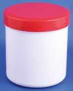 Plastic jar 250ml/200g, PP, white, w/red lid