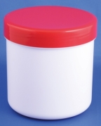 Plastic jar 310ml/250g, PP, white, w/red lid