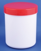 Plastic jar 375ml/300g, PP, white, w/red lid