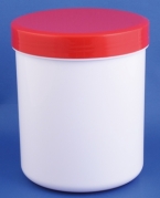 Plastic jar 625ml/500g, PP, white, w/red lid