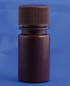 Plastic bottle 15ml, HDPE, brown, w/cap