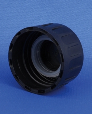 Lid, black, PP, PP28 thread, w/pouring collar, 1,000pcs