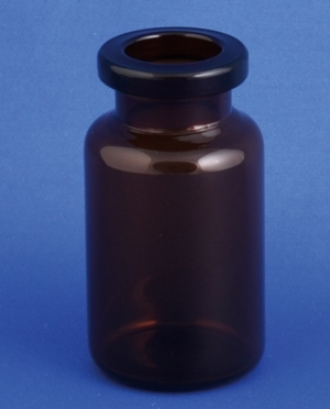 Tube vial 10ml, Type 1, brown, 20mm collar, &Oslash;24x45