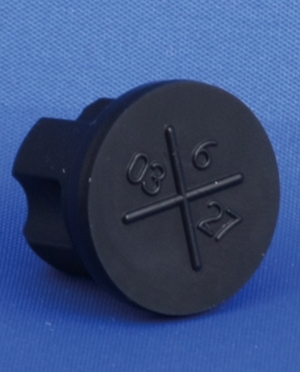 Fryset&oslash;rringsprop, sort, klorbutyl, GL18x3 gevind, 1.000stk