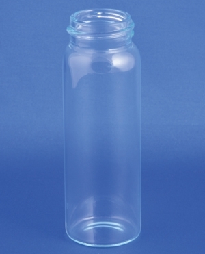 Gevindflaske 30ml, Type 3, klar, m/hvid kapsel, PP