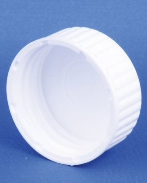 Kapsel, hvid, PP, DIN28 gevind, u/indl&aelig;g, 1.000stk