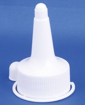 Cap 32mm, white, plastic, w/hinged cap