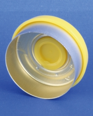 Garantikapsel 20mm, s&oslash;lv/gul, aluminium/PP, Model 2063, 1.000stk