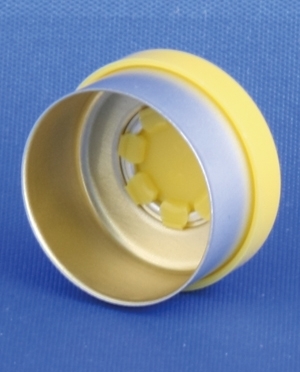 Garantikapsel, s&oslash;lv/gul, aluminium/PP, 13mm krave, Model 136, 1.000stk