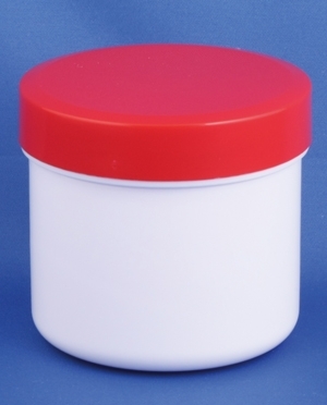 Plastic jar 35ml/30g, PP, white, w/red lid