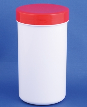 Plastic jar 185ml/150g, PP, white, w/red lid