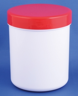 Plastic jar 375ml/300g, PP, white, w/red lid