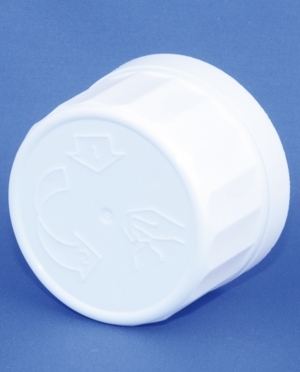 Twist-Off kapsel, hvid, PP, 3827 gevind, manipulationssikret, b&oslash;rnesikret, Duma