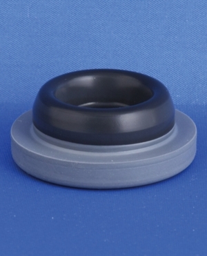 Gummiprop til infusionsflaske, gr&aring;, klorbutyl, teflon-coated