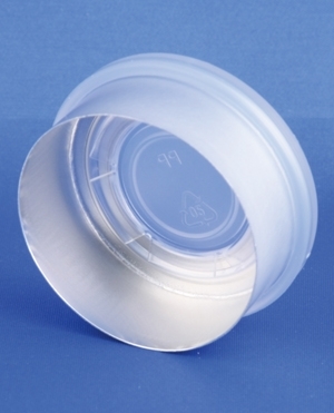 Garantikapsel 32mm, s&oslash;lv/natur, aluminium/PP, centerafrivelig