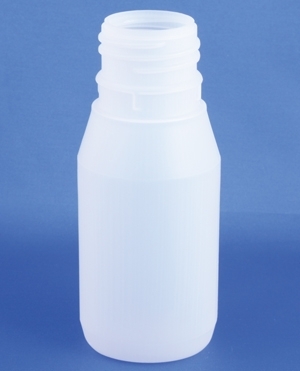 Plastic bottle 100ml, PE, natural, w/threaded seal