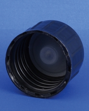 L&aring;g, sort, PP, til medicinflaske CSB22, m/konus, natur, PE, 1.000stk